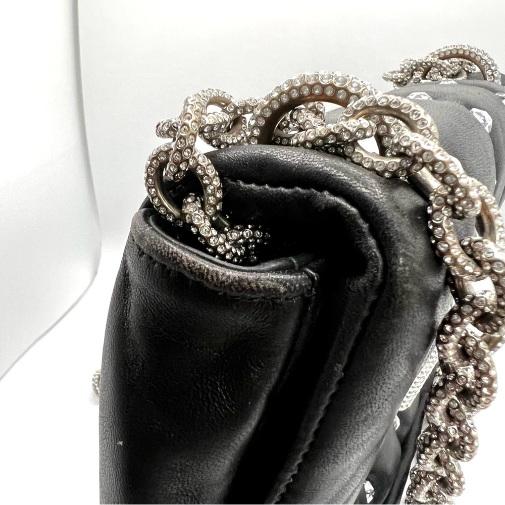 Tom Ford Black Leather Purse Studded Sequin Chain Link Shoulder Bag - Picture 6 of 16